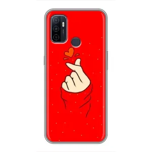 Чохол (Знак сердечка) для Oppo A53 (Сердечко на червоному)