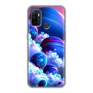 Чехлы КОСМОС для Oppo A53 (Синие планеты)