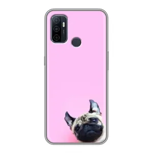 Бампер для Oppo A53 с картинкой "Песики" (Собака на розовом)