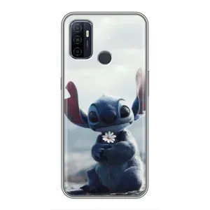 Чехол с рисунком Стич для OPPO A53 (Стич с цветочком)