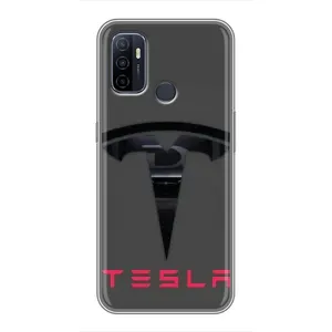 Силіконовий бампер з картинкою машини на Oppo A53 (Logo TESLA)