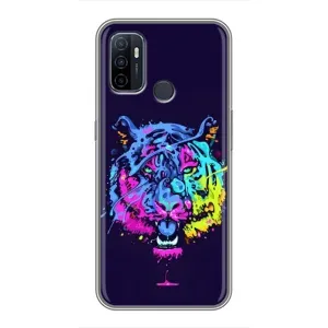 Силиконовый бампер с картинкой животных для Oppo A53 (Тигр-Арт)