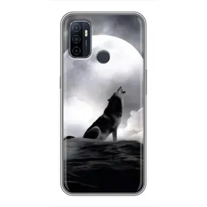 Чехол с Волком на Oppo A53 (Волк и луна)