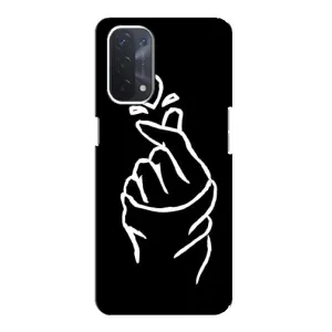 Чохол (Знак сердечка) для Oppo a54 (5G) (Сердечко на чорному)