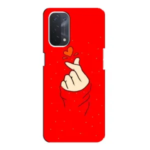 Чохол (Знак сердечка) для Oppo a54 (5G) (Сердечко на червоному)