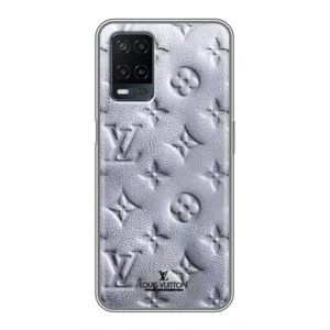 Текстурный Чехол Louis Vuitton для Оппо А54 (Белый ЛВ)