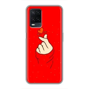 Чехлы (Знак сердечка) на OPPO A54 (Сердце на красном)