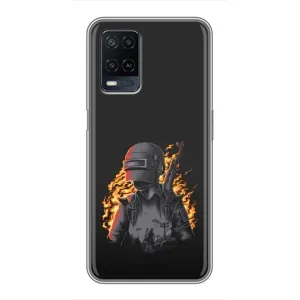 Силиконовый чехол с картинкой "Герой Pubg" на OPPO A54 (В огне)