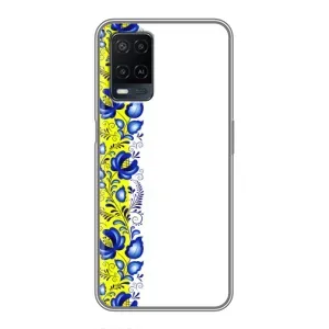 Силиконовый Чехол на OPPO A54 с картинкой Вышиванки (Желто-синяя вышиванка)