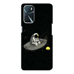 Силиконовый Чехол с принтом "Космонавты" на Oppo a54s (Космонавт на рыбалке)
