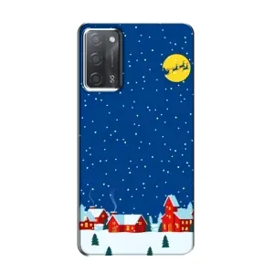Силиконовый бампер на рождество для OPPO A55 (Город в снегу)