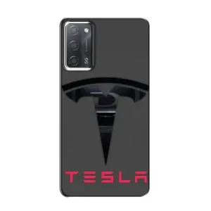 Силиконовый бампер с картинкой машины на OPPO A55 (Logo TESLA)