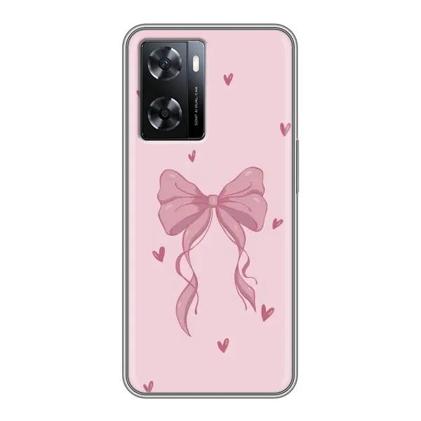 Чехол с рисунком «Бант на розовом» для OPPO A57s