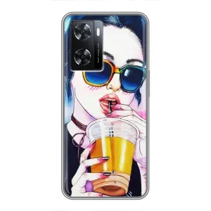 Чохол з картинкою Модні Дівчата Oppo a57s (Дівчина з коктейлем)