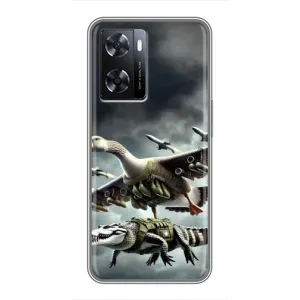 Чехол с мемами тралалело тралала для Oppo a57s (Гусини и крокодило)