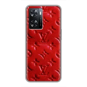 Текстурный Чехол Louis Vuitton для Оппо a57s (Красный ЛВ)