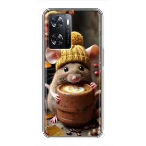 Печатный чехол «Зверята с кофе» для Oppo a57s (Мышка с кофе)
