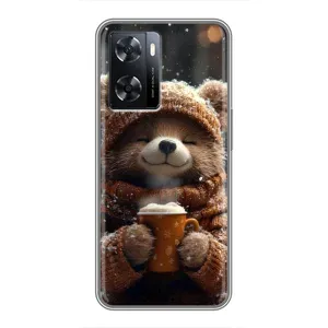 Печатный чехол «Зверята с кофе» для Oppo a57s (Медвежонок с кофе)