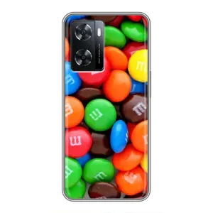 Чехол с изображением вкусной еды для Oppo a57s (Разноцветные M&M'S)