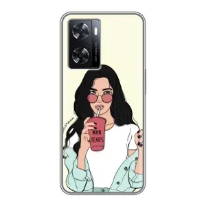 Силіконовый Чохол на Oppo a57s з картинкой Модных девушек (З напоєм)