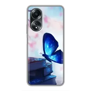 Силіконовий бампер з картинкою звірів для OPPO A58 (4G) (Метелик синій)