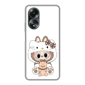 Чохол з принтом Лабубу для OPPO A58 (4G) (Білий Лабубу)