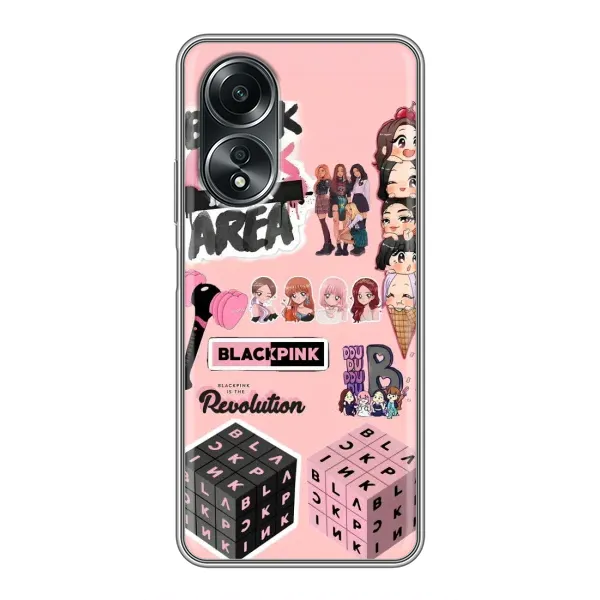 Чехол с рисунком «BLACK PINK коллаж» для OPPO A58 (4G)