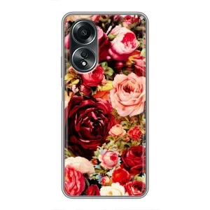 Силиконовый бампер с принтом (цветочки) на Оппо А58 (4G) (Букет цветов)