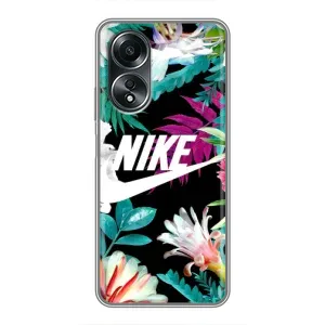 Силіконовый Чохол на OPPO A58 (4G) з картинкою НАЙК (Квітковий Nike)