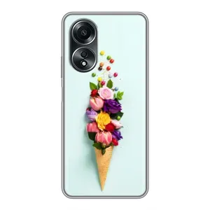 Чехлы с тематикой "ЦВЕТЫ" на OPPO A58 (4G) (Цветок-мороженное)