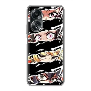 Силиконовые чехлы с глазами Anime для Оппо А58 (4G) (Глаза на чорном)