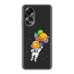 Силіконовый Чохол з принтом "Космонавти" на OPPO A58 (4G) (Космонавт з кульками)