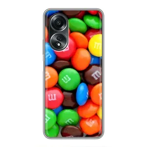 Чехол с изображением  вкусной еды для OPPO A58 (4G) (Разноцветные M&M'S)