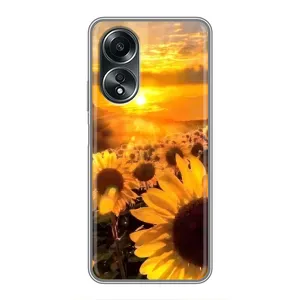 Чехол с Цветами для OPPO A58 (4G) (поле подсолнухов)