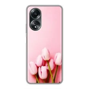 Чехлы с картинкой (Тюльпаны) на Оппо А58 (4G) (Розовые тюльпаны)