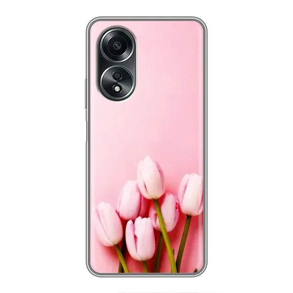 Чехол с рисунком «Розовые тюльпаны» для OPPO A58 (4G)