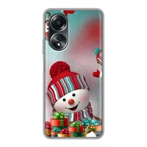 Чехлы на Новый Год OPPO A58 (4G) (Снеговик в шапке)