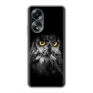 Чохли з принтом СОВИ для OPPO A58 (4G) (Сова на чорному)