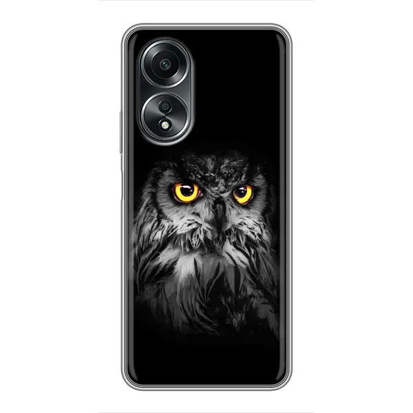 Чехол с рисунком «Сова на чёрном» для OPPO A58 (4G) Чехол с рисунком «Сова на чёрном» для OPPO A58 (4G)