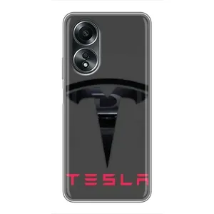 Силиконовый бампер с картинкой машины на OPPO A58 (4G) (Logo TESLA)