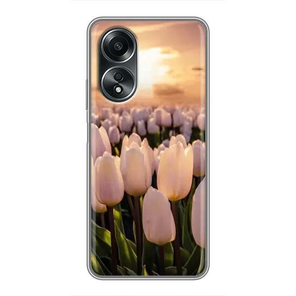 Чехол с рисунком «Закат с цветами» для OPPO A58 (4G)