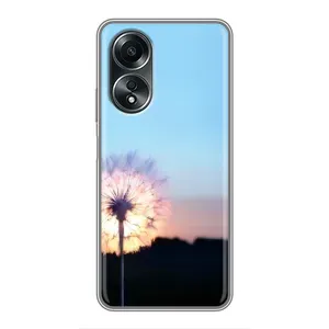 Силиконовый Чехол с одуванчиками на OPPO A58 (4G) (Закат с одуванчиком)