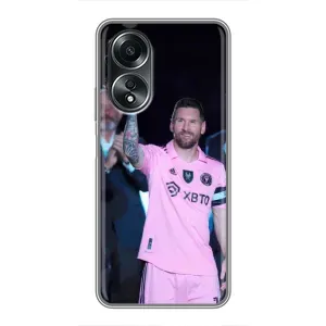 Чехлы Лео Месси в Майами на OPPO A58 (4G) (Золотой мяч Месси)