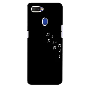 Чехол с картинками на черном фоне для Oppo A5s (Ноты)