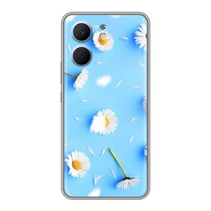 Чехол с Цветами для OPPO A5x (ромашки на голубом)