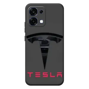 Силиконовый бампер с картинкой машины на OPPO A6 Pro (Logo TESLA)