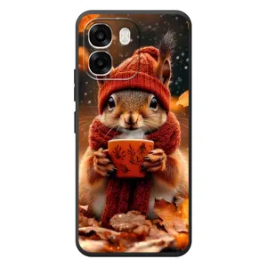 Печатный чехол «Зверята с кофе» для OPPO A6 (Белка с кофе)