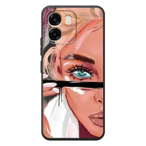 Силиконовый Чехол на OPPO A6 с картинкой Стильных Девушек (Девушка и ресницы)