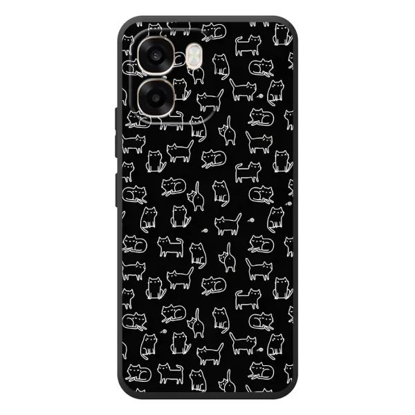 Чехол с рисунком «Котики на черном» для OPPO A6