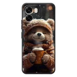 Печатный чехол «Зверята с кофе» для OPPO A6 (Медвежонок с кофе)